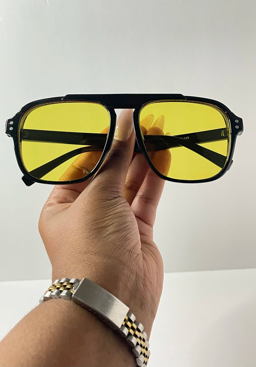 Bandile Black & Yellow Modern Aviator Style Sunglasses