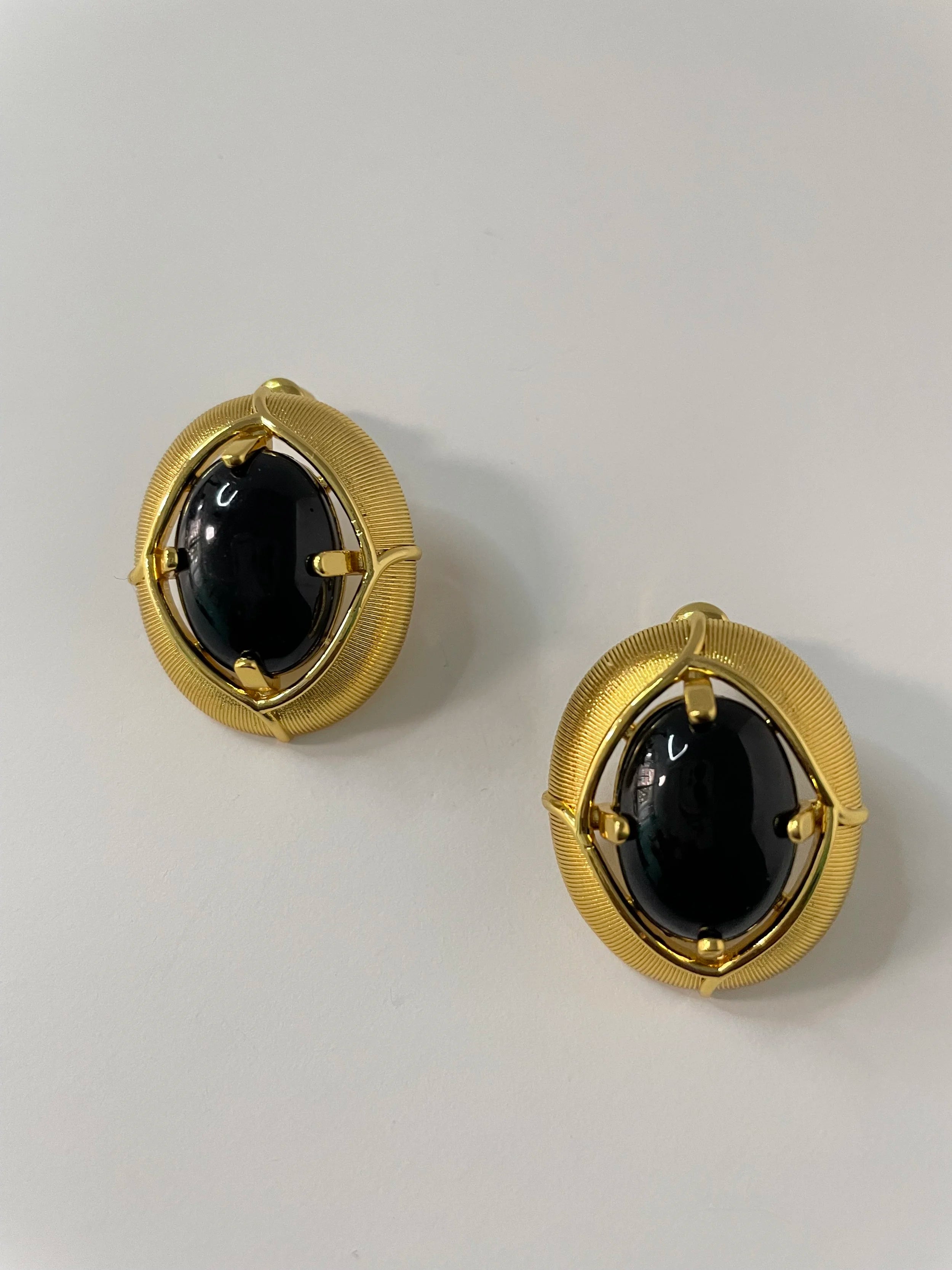 Tijanna Gold & Black Vintage Oval Studs
