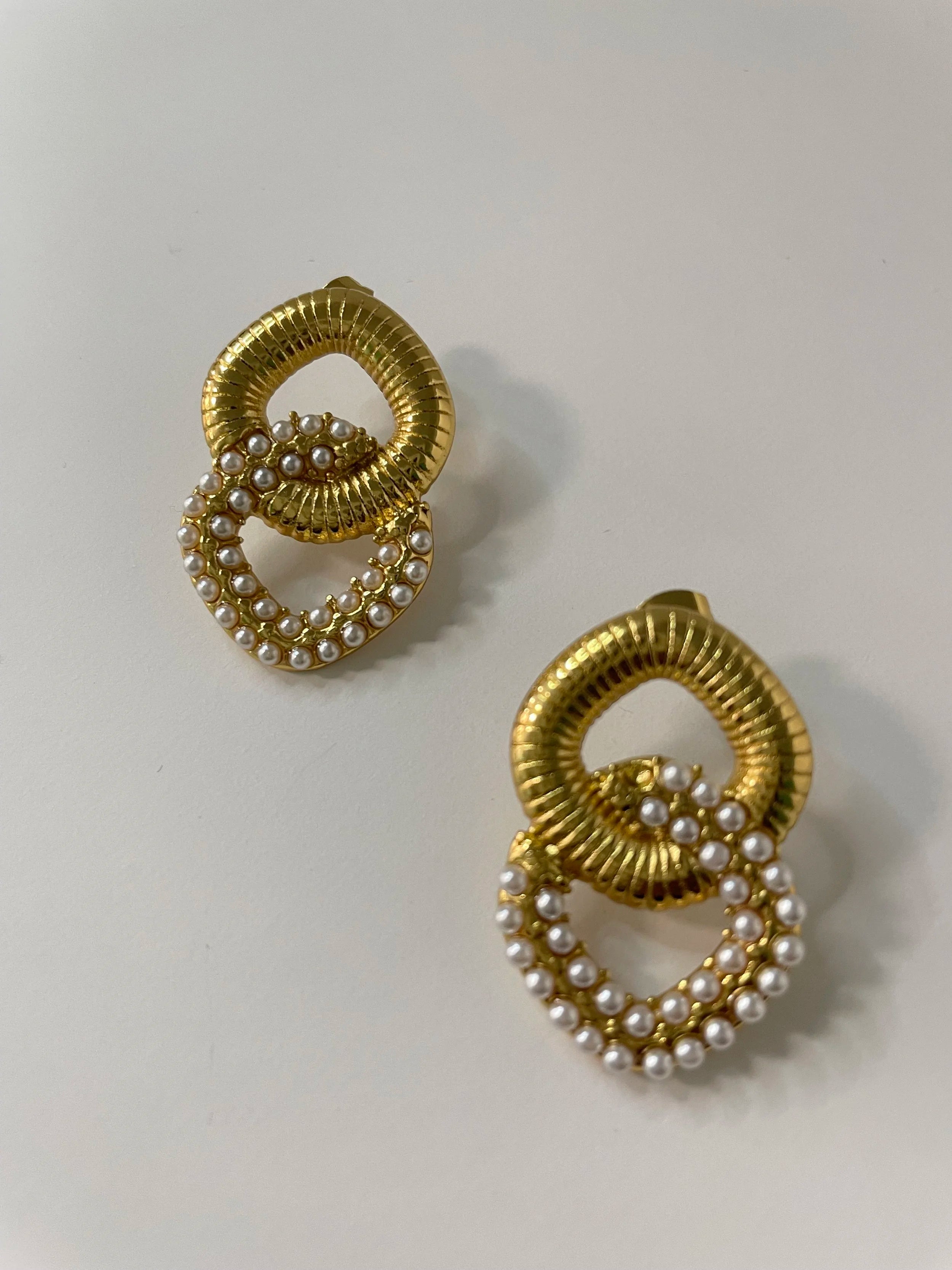 Thozama Vintage Pearl Encrusted Cocktail Earrings