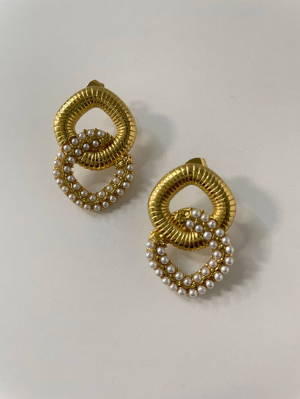 Thozama Vintage Pearl Encrusted Cocktail Earrings