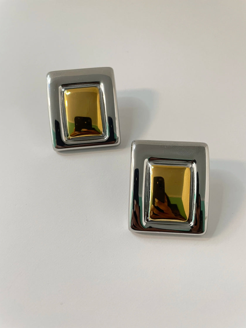 Hlengiwe Mixed Metal Vintage Rectangle Earring