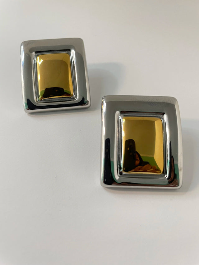 Hlengiwe Mixed Metal Vintage Rectangle Earring