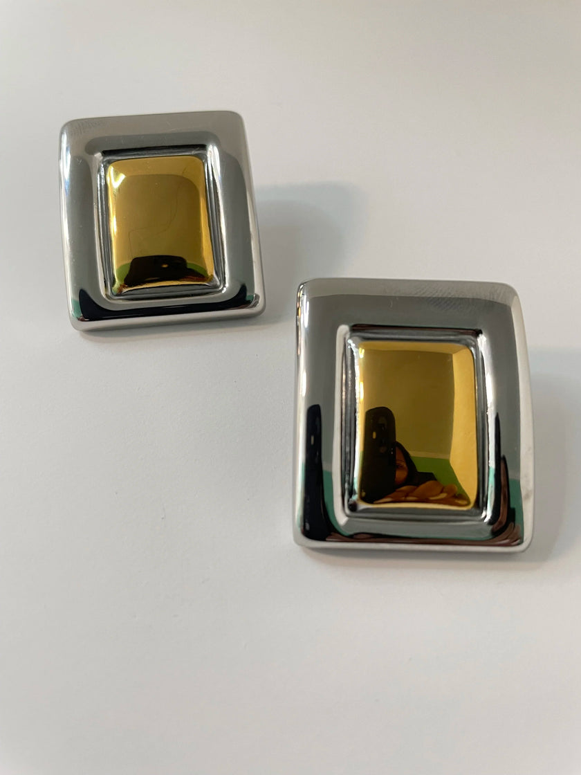 Hlengiwe Mixed Metal Vintage Rectangle Earring