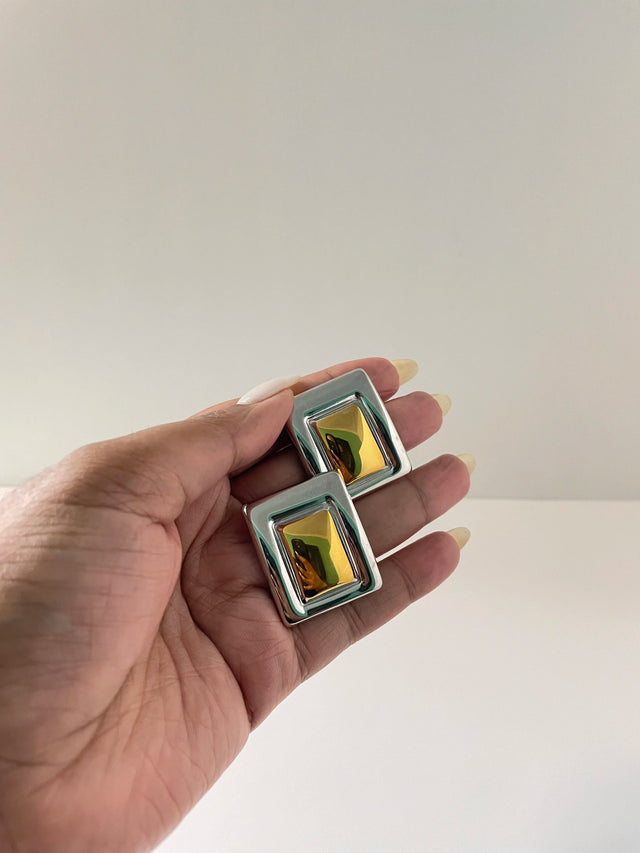 Hlengiwe Mixed Metal Vintage Rectangle Earring