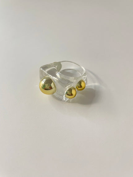 Sina Gold & Clear Resin Sphere Ring
