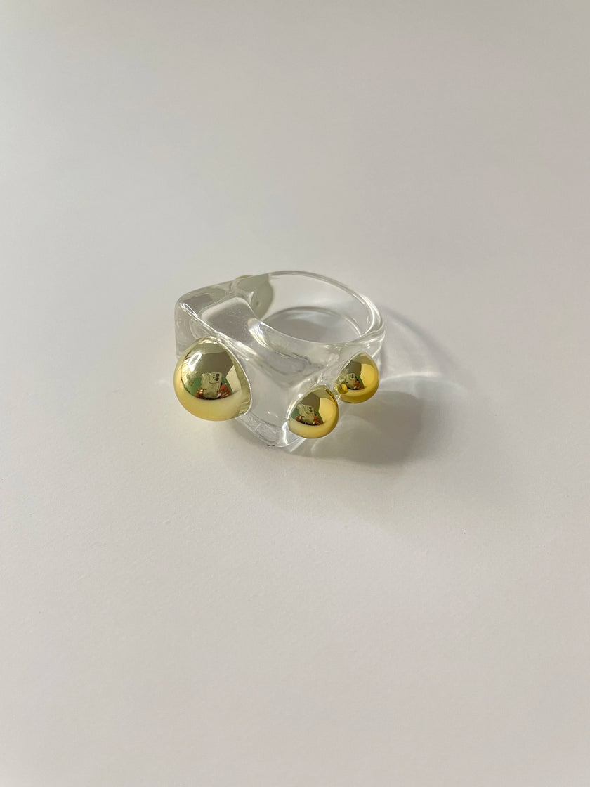 Sina Gold & Clear Resin Sphere Ring