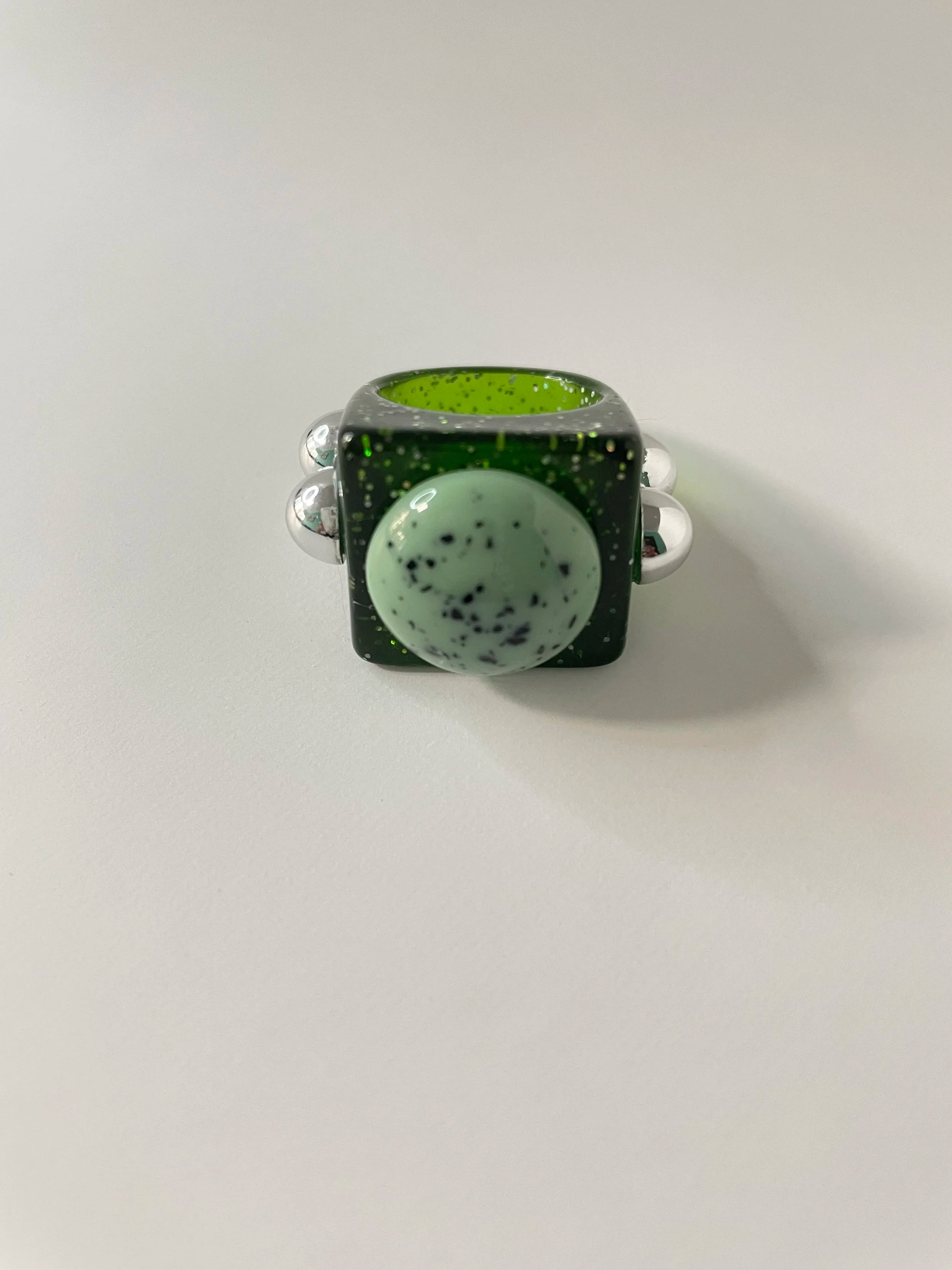 Sina Silver & Speckled Resin Sphere Ring