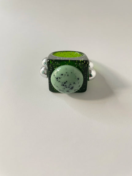 Sina Silver & Speckled Resin Sphere Ring