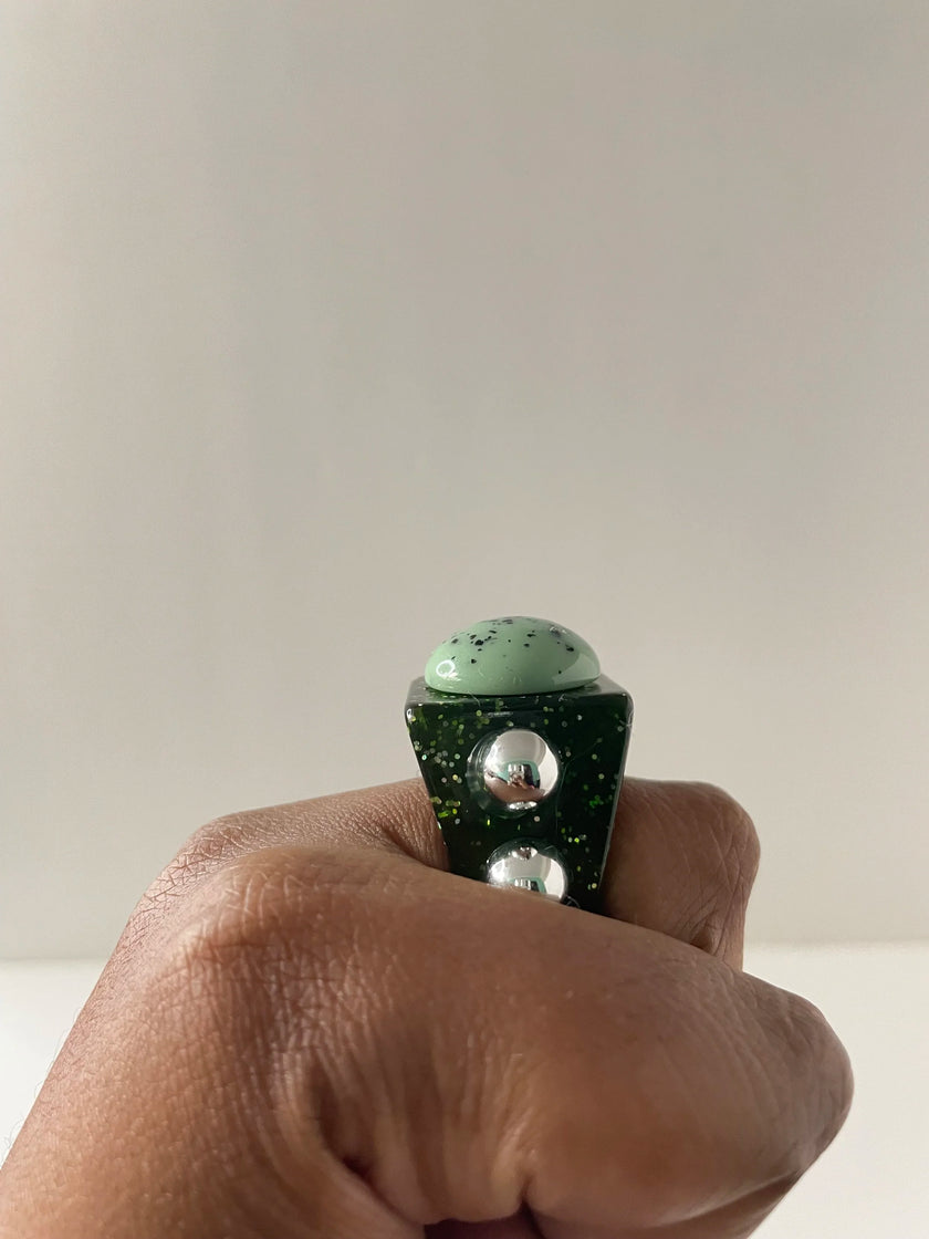 Sina Silver & Speckled Resin Sphere Ring
