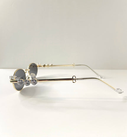 Kagiso Gold Embellished Oval Sunglasses