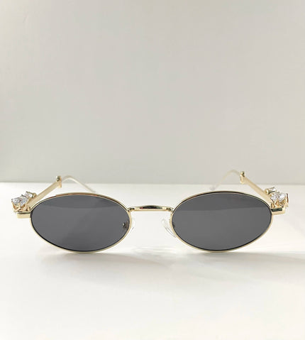 Kagiso Gold Embellished Oval Sunglasses