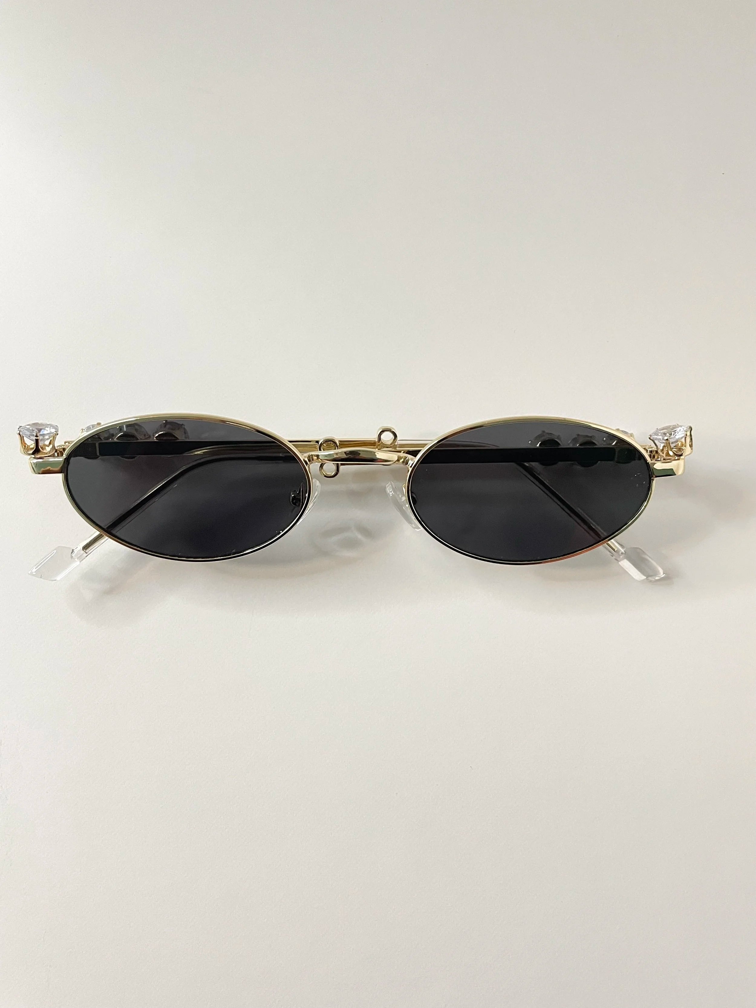 Kagiso Gold Embellished Oval Sunglasses
