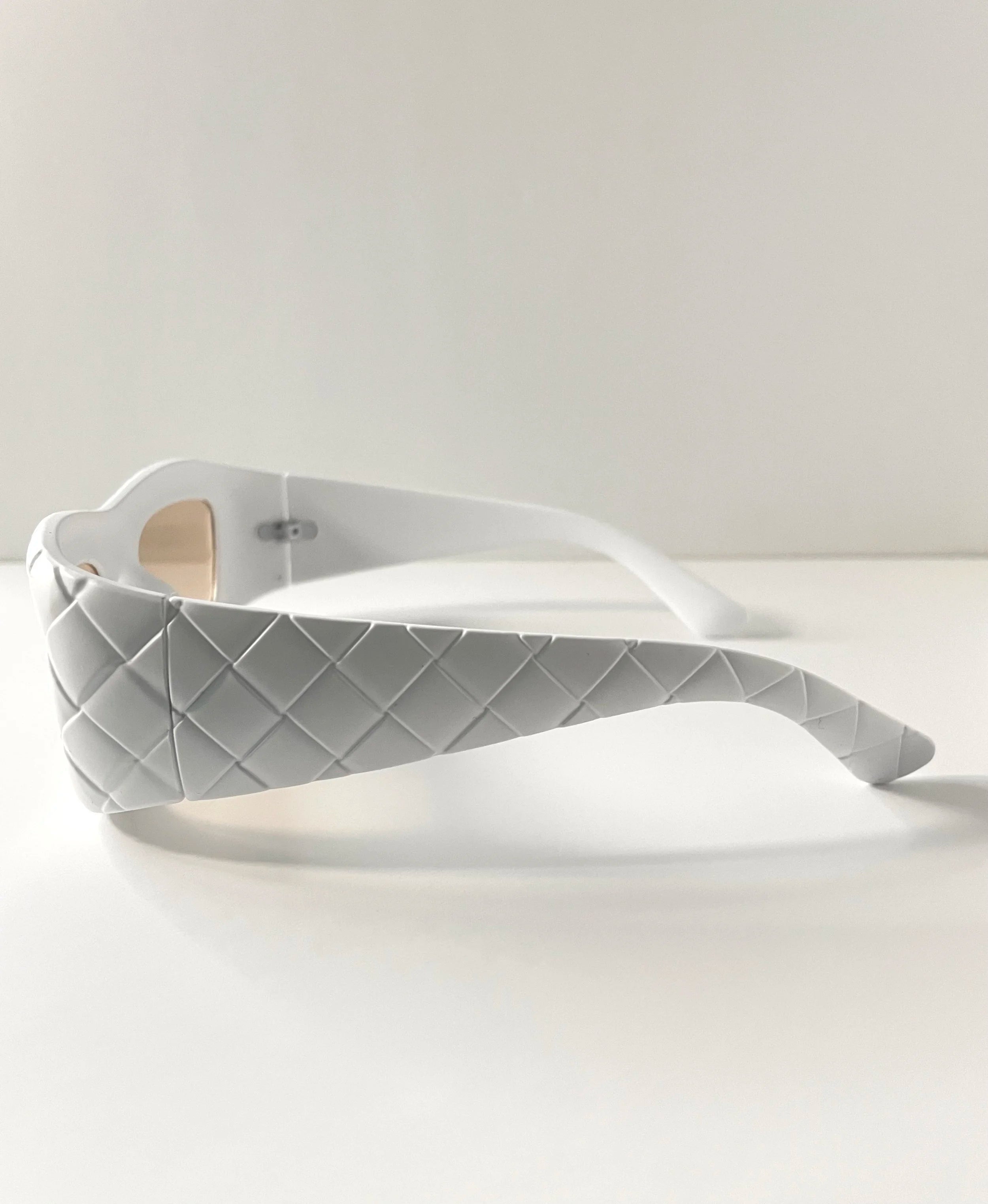 Whitney Cool White Basket Weave Sunglasses