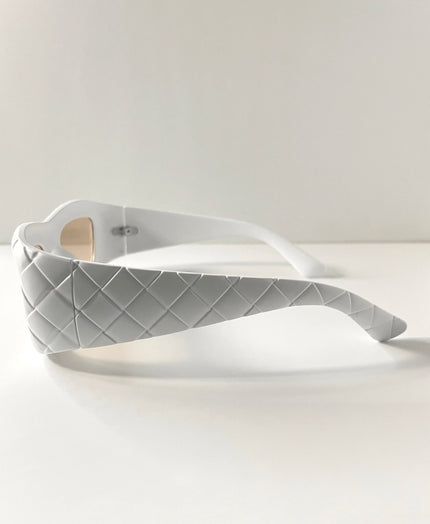 Whitney Cool White Basket Weave Sunglasses