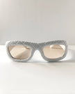 Whitney Cool White Basket Weave Sunglasses