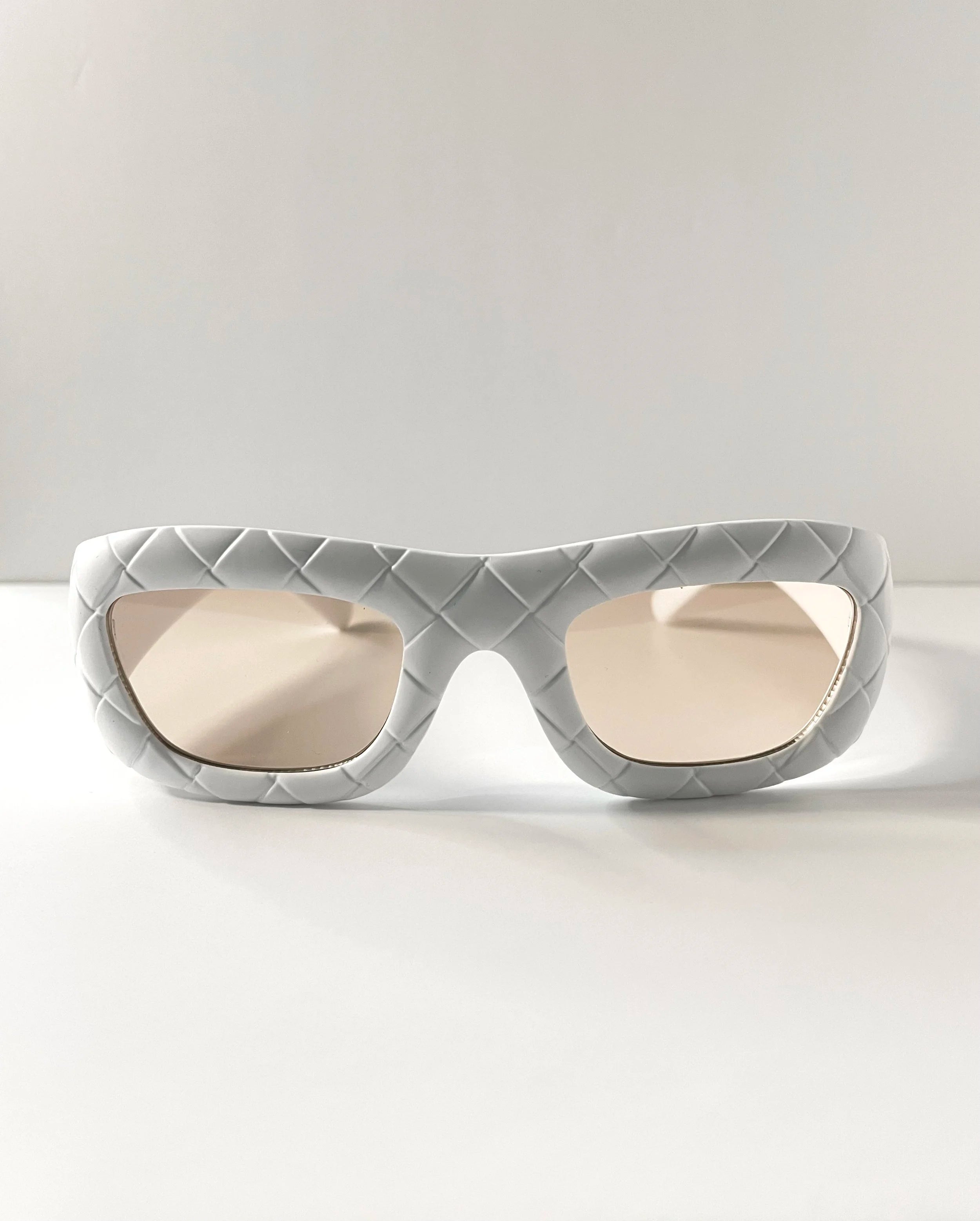 Whitney Cool White Basket Weave Sunglasses