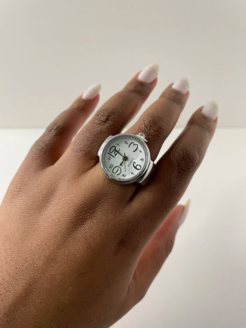 Milli Silver Big Face Expander Watch Ring