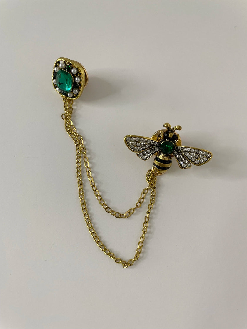 Thandi Luxury Embellished Green Bee Brooch