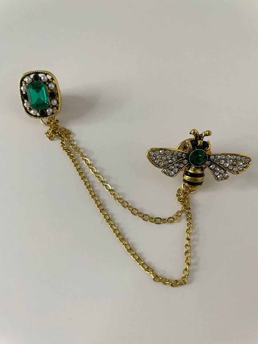 Thandi Luxury Embellished Green Bee Brooch
