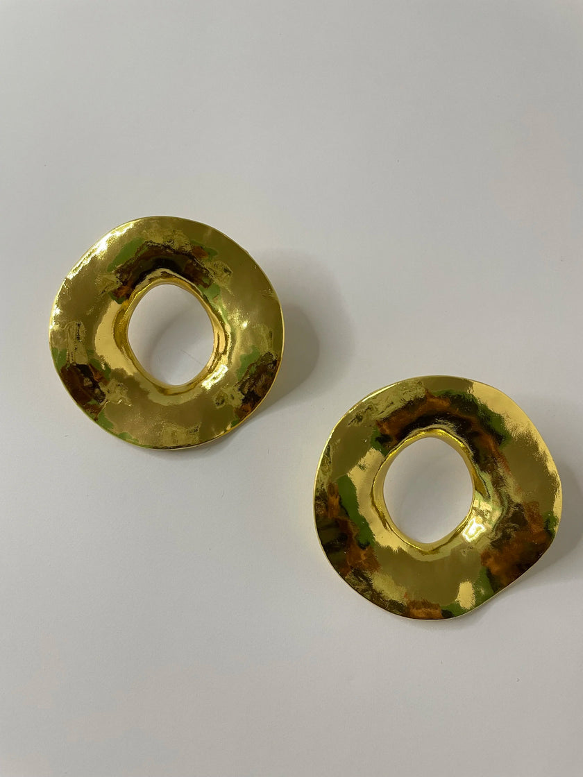 Nondi Gold Sculpted Halo Earrings