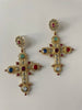 Nondu Embellished Multicoloured Cross Earrings