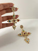 Nondu Embellished Multicoloured Cross Earrings