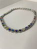 Tuelo Silver Multicoloured Gem Cube Chain Necklace