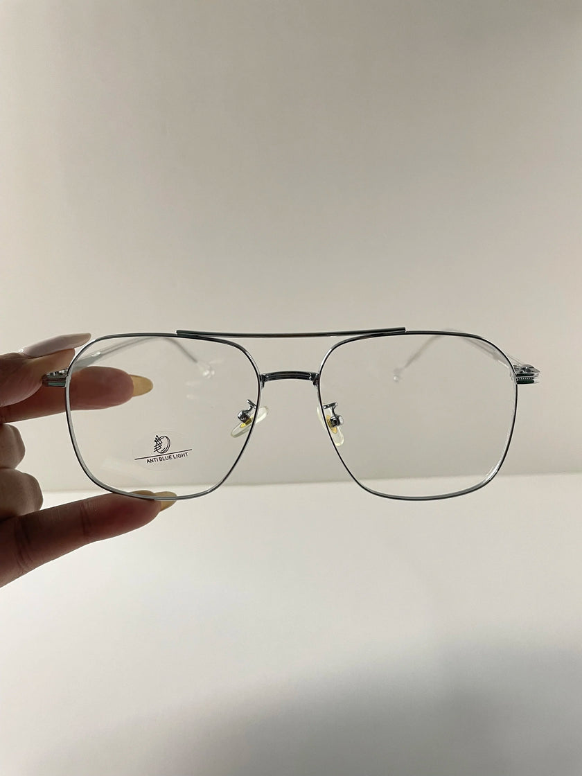 Tshepo Silver Oversized Aviator Glasses