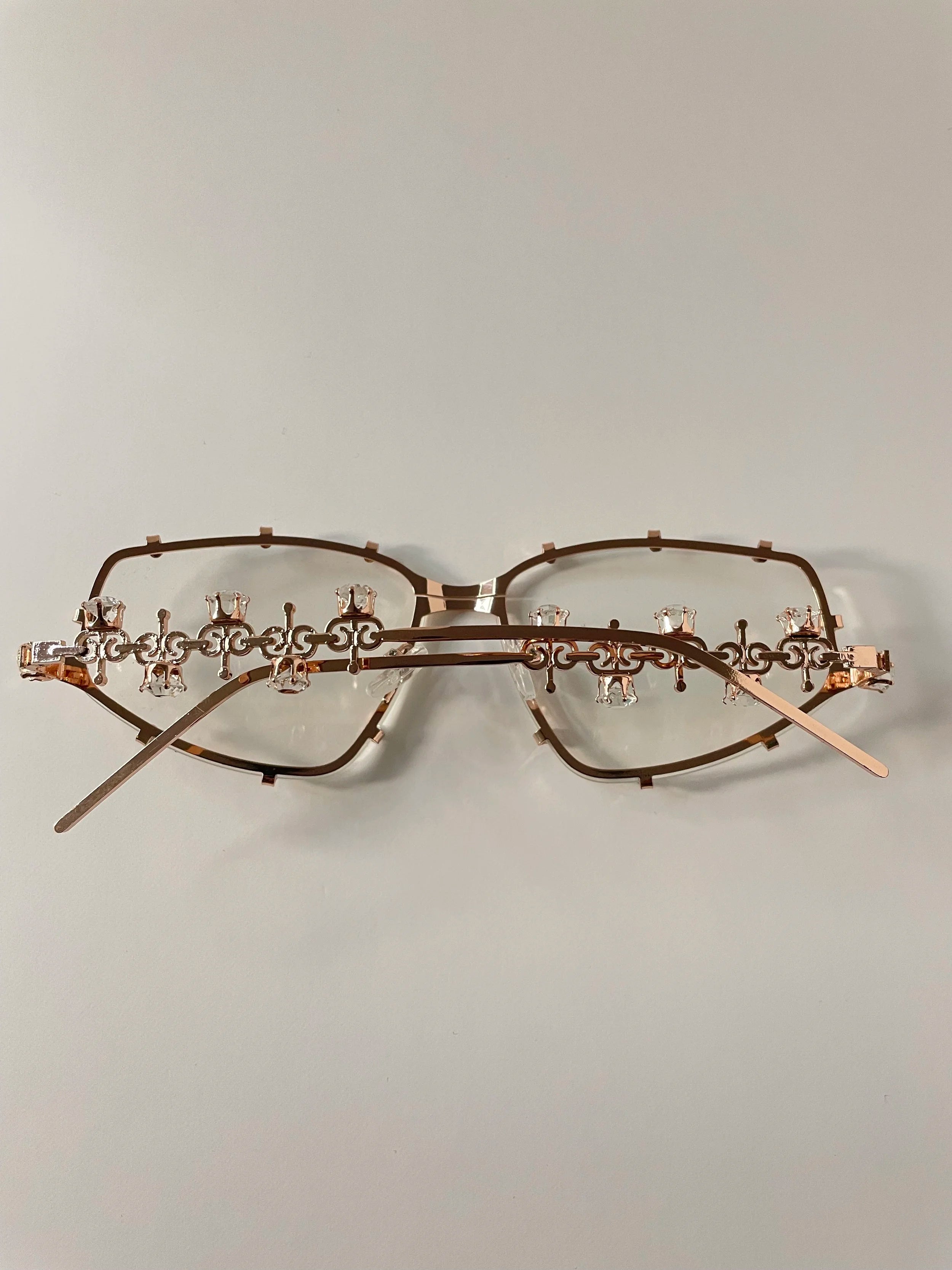 Dineo Clear Futuristic Rose Gold Embellished Glasses