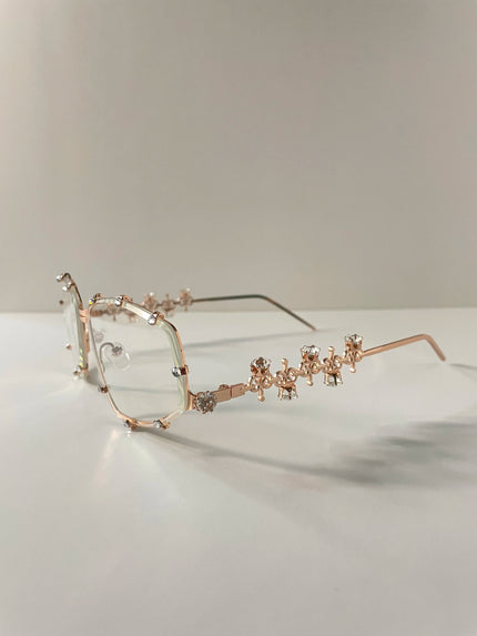Dineo Clear Futuristic Rose Gold Embellished Glasses