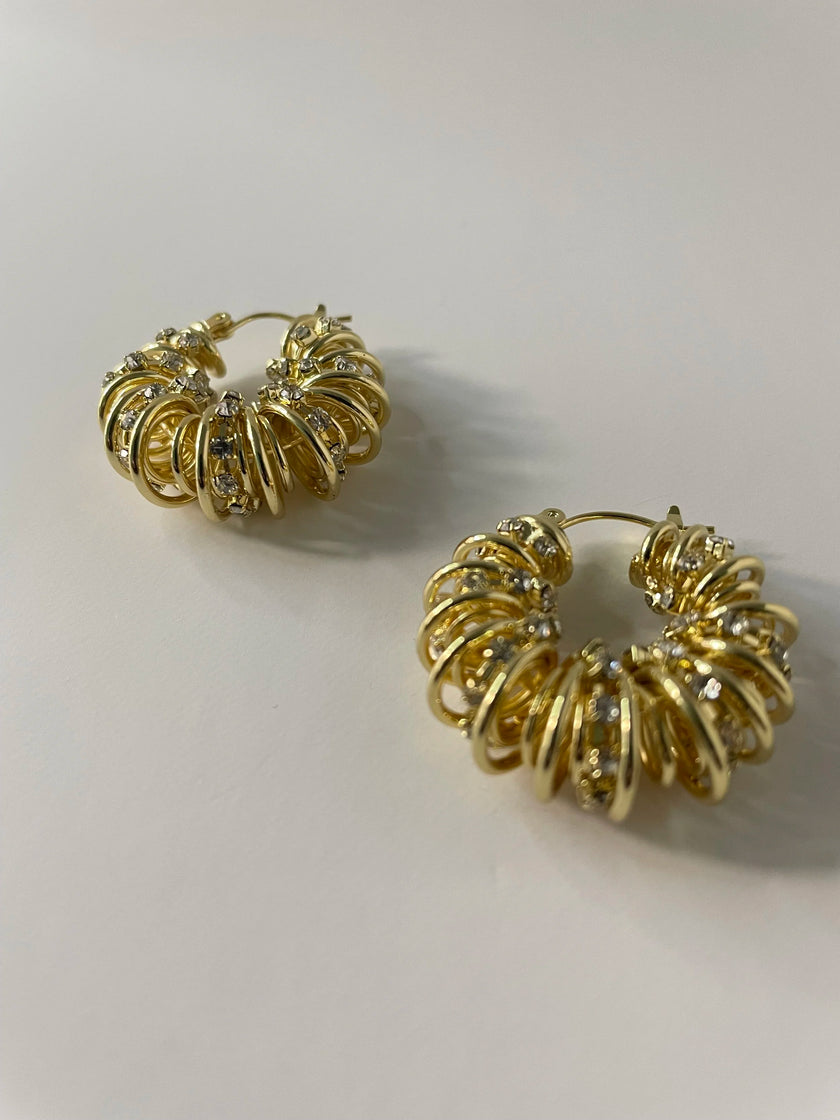Mazi Gold Encrusted Hoop Earrings