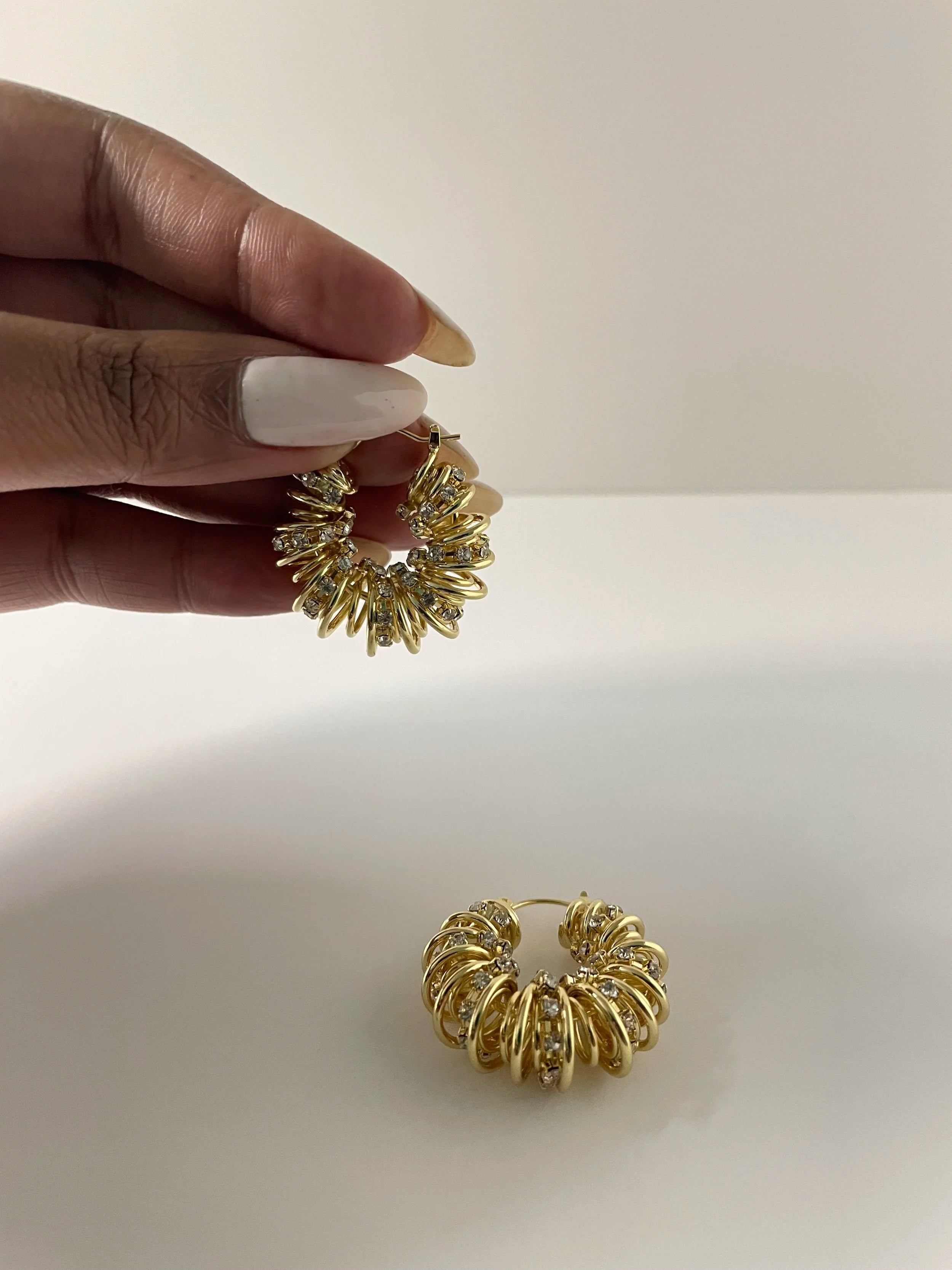 Mazi Gold Encrusted Hoop Earrings