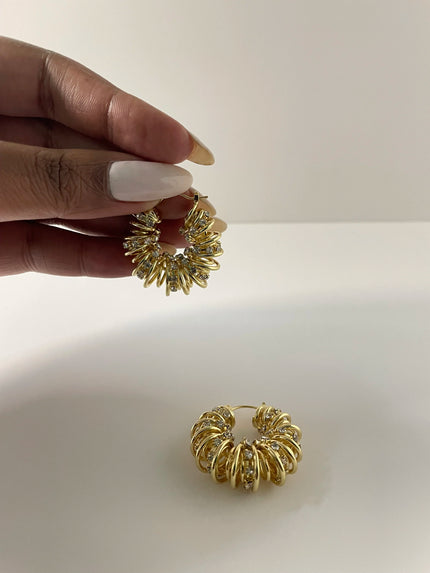 Mazi Gold Encrusted Hoop Earrings