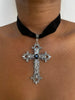 Sixolisile Silver Western Style Cross Choker Necklace