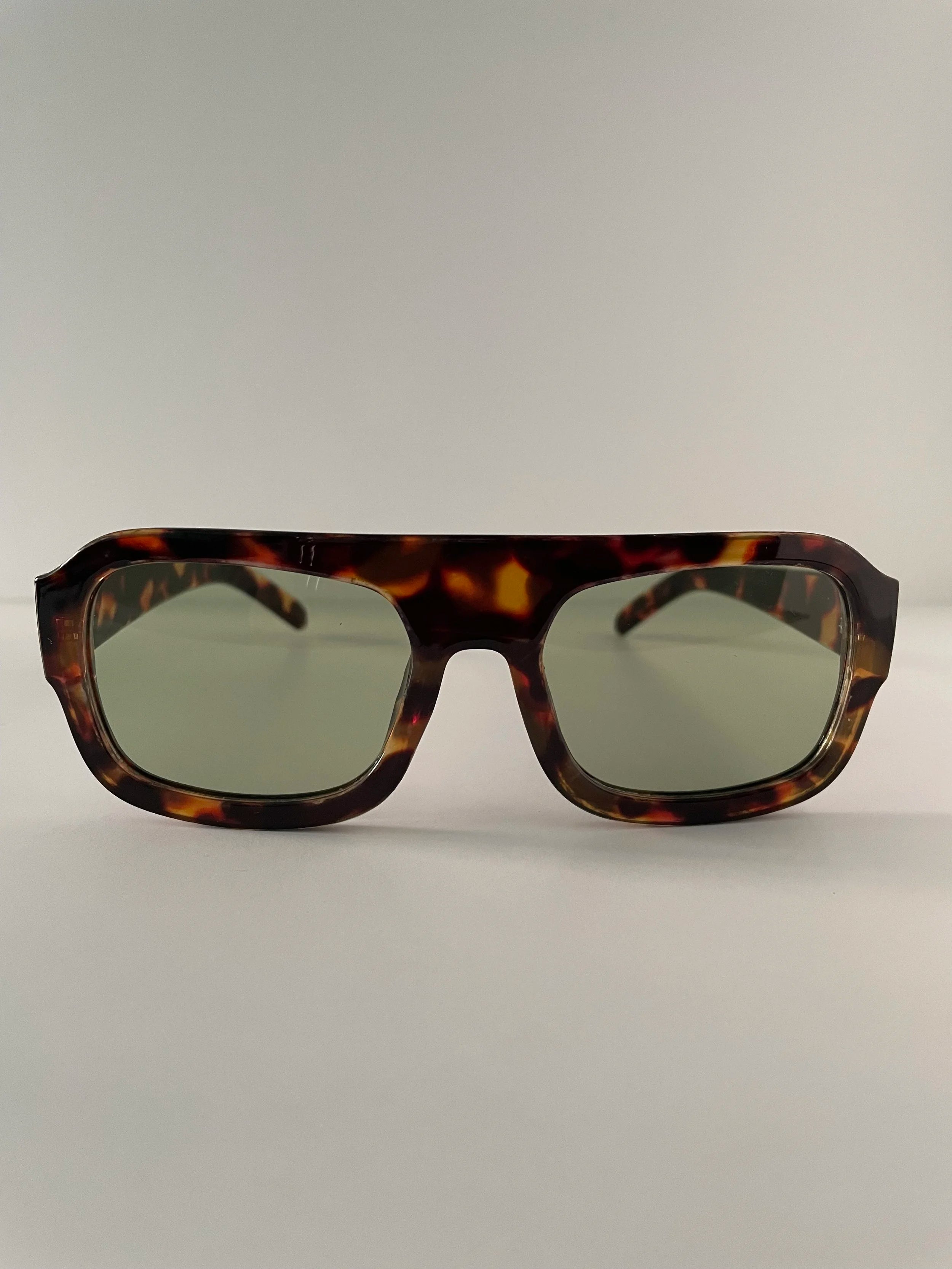 Mpume Tortoiseshell Aviators With Green Tinted Lens