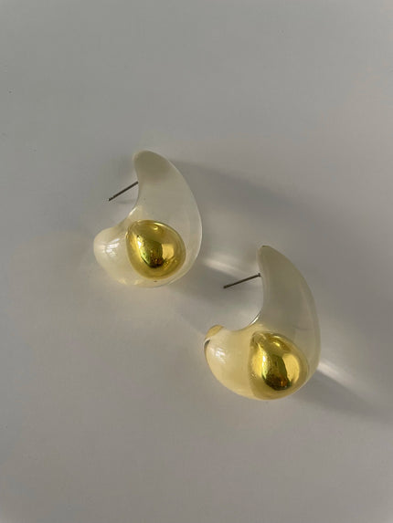 *NOT SO PERFECT* Nwabisa Gold Ball Cloudy Resin Teardrop Earrings