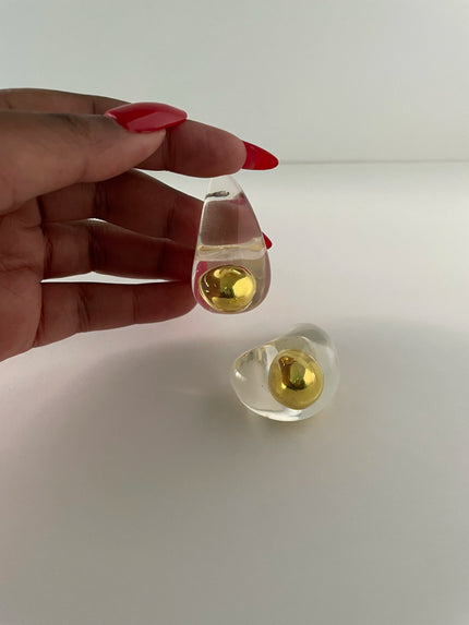 *NOT SO PERFECT* Nwabisa Gold Ball Cloudy Resin Teardrop Earrings