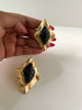 Mamadupe Gold & Black Pyramid Dangle Earrings