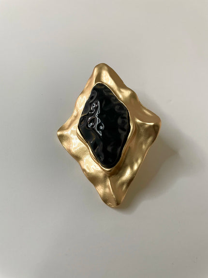 Mamadupe Gold & Black Pyramid Dangle Earrings