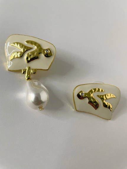 Olebogeng Baroque Gold & Cream Odd Earrings