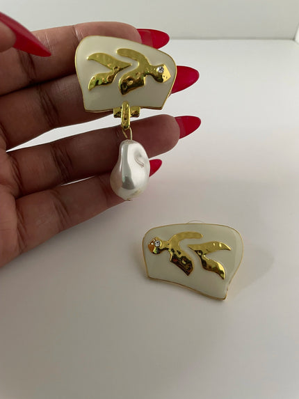 Olebogeng Baroque Gold & Cream Odd Earrings