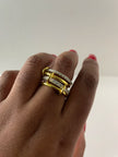 Kagiso Gold Triple Embellished & Gold Minimal Ring Set