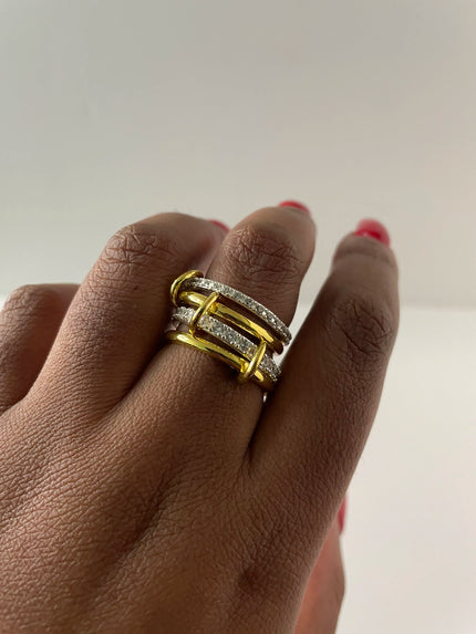 Kagiso Gold Triple Embellished & Gold Minimal Ring Set