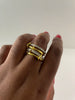 Kagiso Gold Triple Embellished & Gold Minimal Ring Set