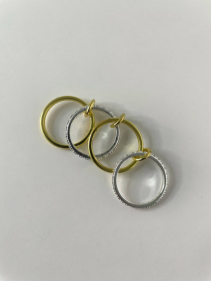 Kagiso Gold Triple Embellished & Gold Minimal Ring Set