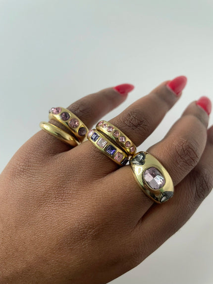 Sindisiwe Gold MultiColoured Gem Encrusted Ring Set