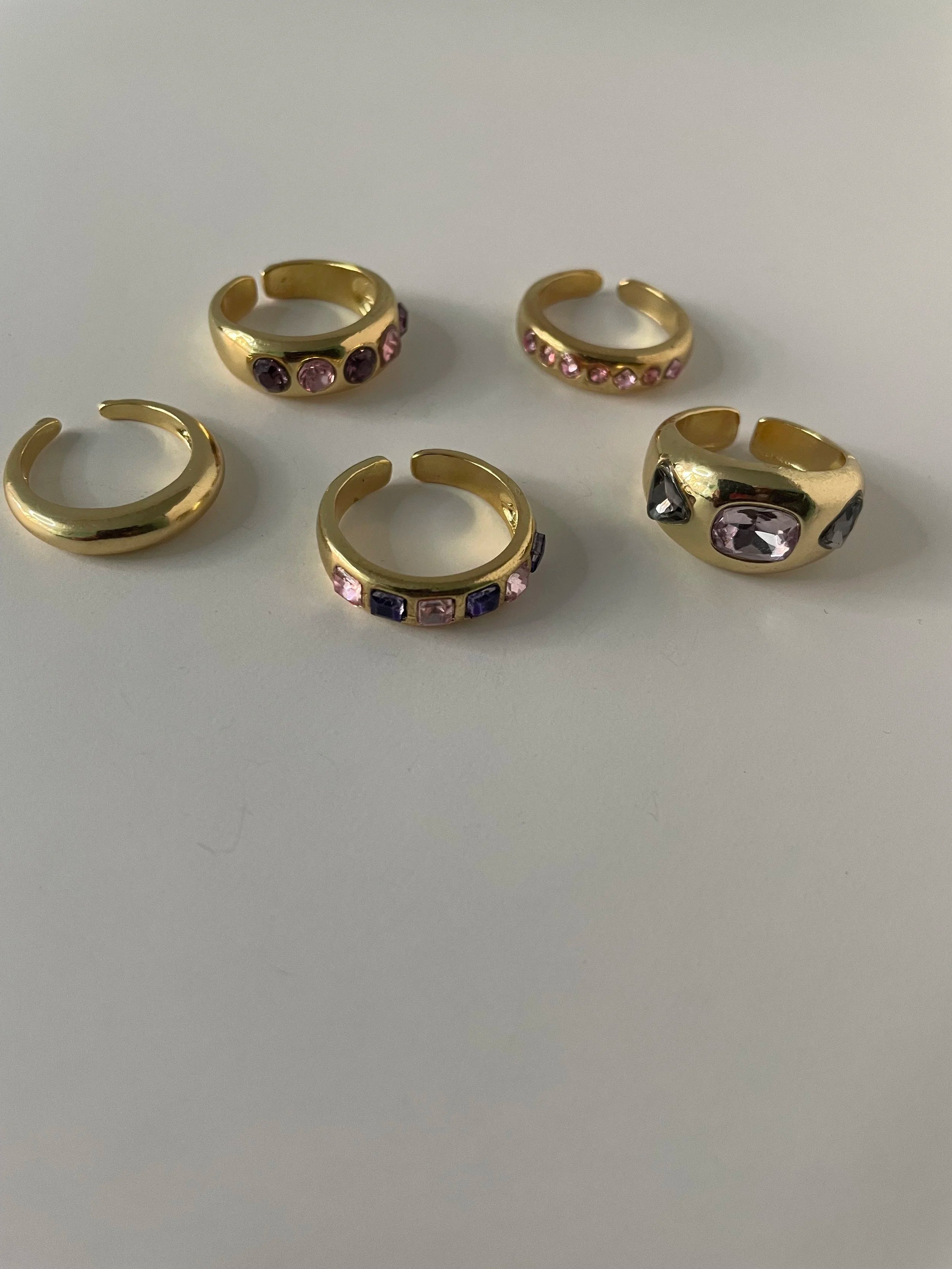 Sindisiwe Gold MultiColoured Gem Encrusted Ring Set