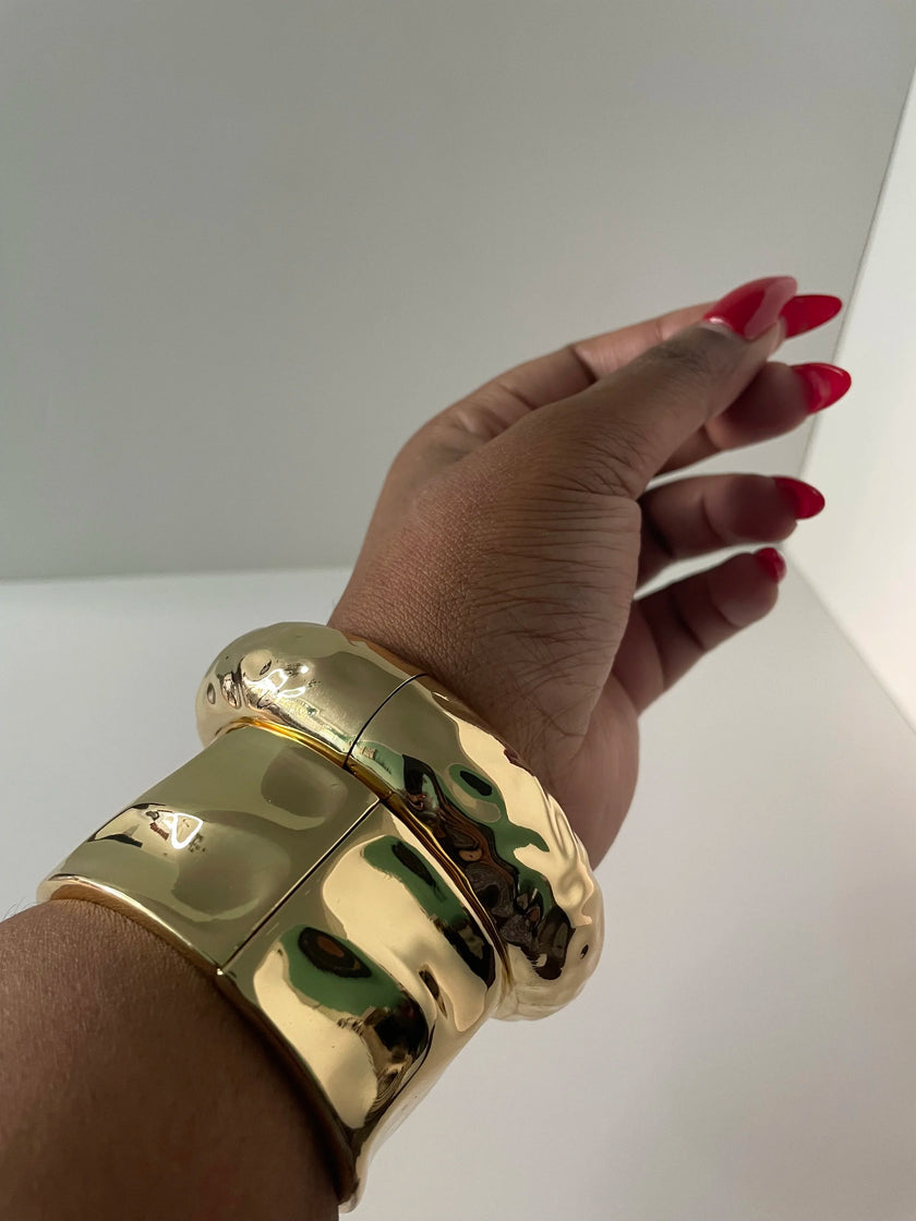 Neo Gold Double Textured Bracelet Set