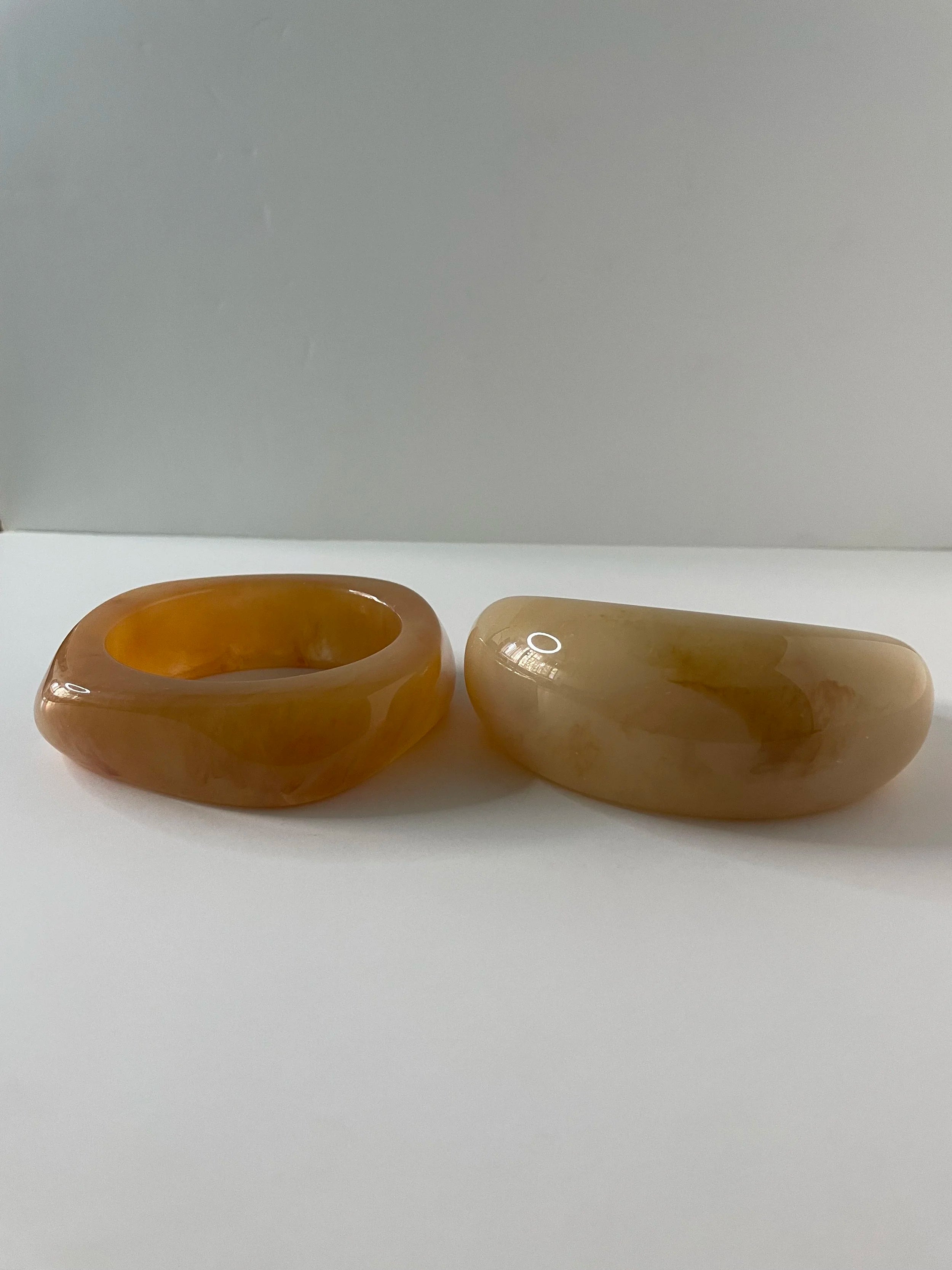 Joy Cream & Pink Chunky Resin Bangle Set