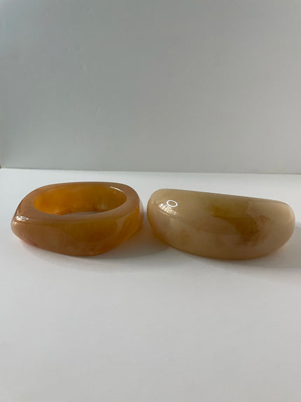 Joy Cream & Pink Chunky Resin Bangle Set
